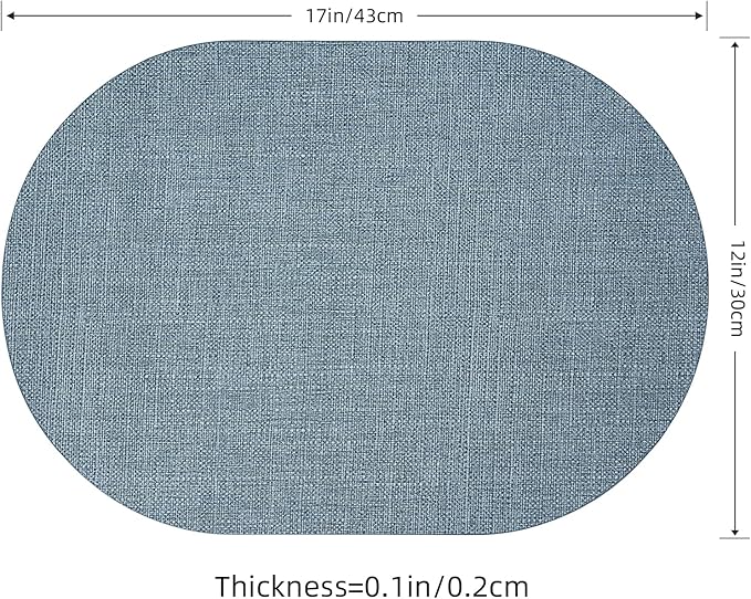 Oval Placemats for Dining Table Set of 2, Washable Leather Table Mats, Waterproof Heat-Resistant Non-Slip Kitchen Placemats, Simple Style Oval Design