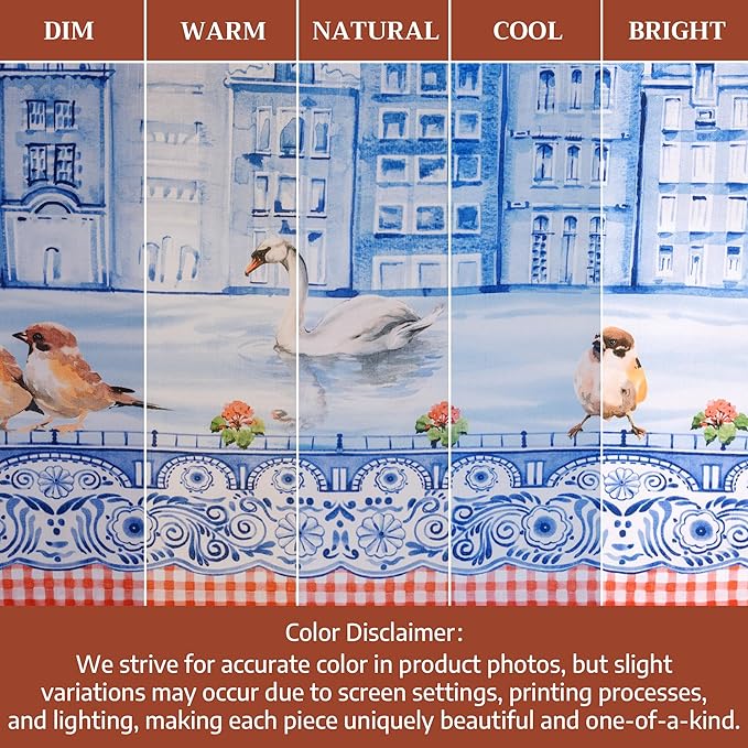 Maison d' Hermine Table Cloth Rectangle Table 100% Cotton 60 x 90 Inches Tablecloth Reusable Decorative for Dining Room Farmhouse Home Valentines Day Decorations Spring Summer - Amsterdam Canals
