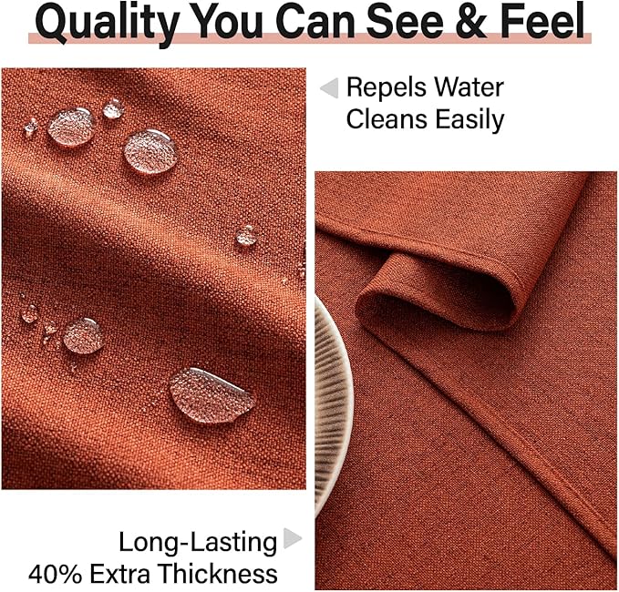 MIULEE Burnt Orange Linen Polyester Tablecloth Fall Thanksgiving 60x104 Inch Rectangle Table Cloth Waterproof,Stain Resistant for Dining Party Wedding