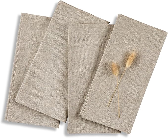 Solino Home Natural Linen Napkins Set of 4 - 100% Pure Linen Cloth Washable Dinner Napkins 20 x 20 Inch for Spring, Easter - Fete