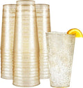 R-kay 16 oz Gold Glitter Plastic Cups For Party - 50 Pack Gold Plastic Cups - Hard Disposable Cups - Premium Heavy Duty Gold Cups - Disposable Cocktail Glasses - Party Cups (50 Pack, 16, ounces)