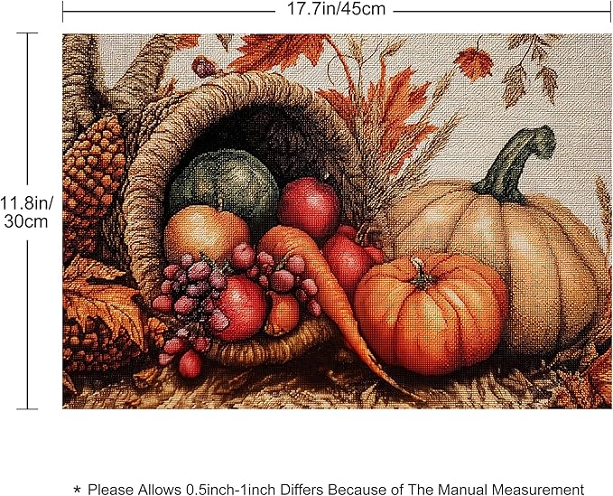 Thanksgiving Pumpkin Placemats Set of 4 Washable Table Place Mats for Dining Kitchen Party Decor