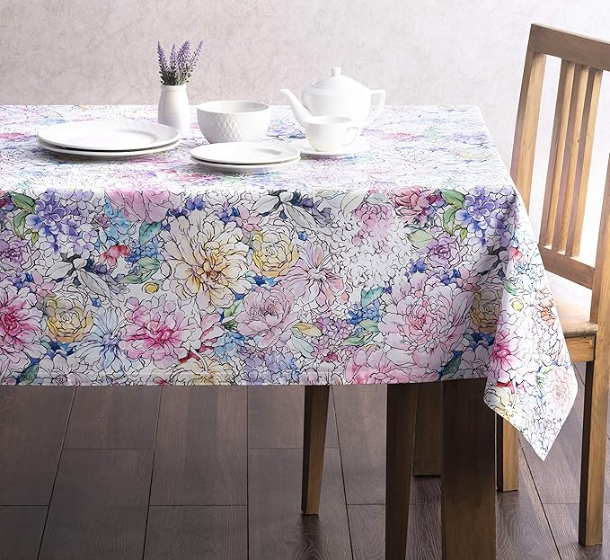 Maison d' Hermine Table Cloth Square Table 100% Cotton 60 x 60 Inches Tablecloth Reusable Decorative for Dining Room Farmhouse Home Valentines Day Decorations Spring Summer - Floral Love