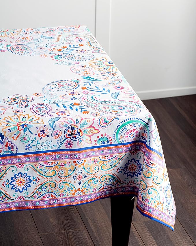 Maison d' Hermine Table Cloth Rectangle Table 100% Cotton 70 x 90 Inches Tablecloth Reusable Decorative for Dining Room Farmhouse Home Valentines Day Decorations Spring Summer - Indian Floral