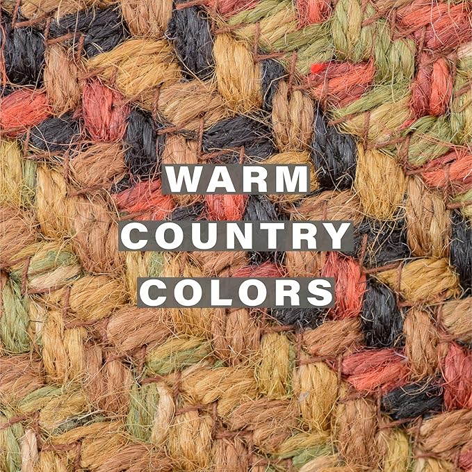 Homespice Gingerbread Jute Braided Long Table Runner, Warm Country Decor, Brown Rectangle 11x36 - Rich Colors, Easy to Clean, Durable and Protects Furniture