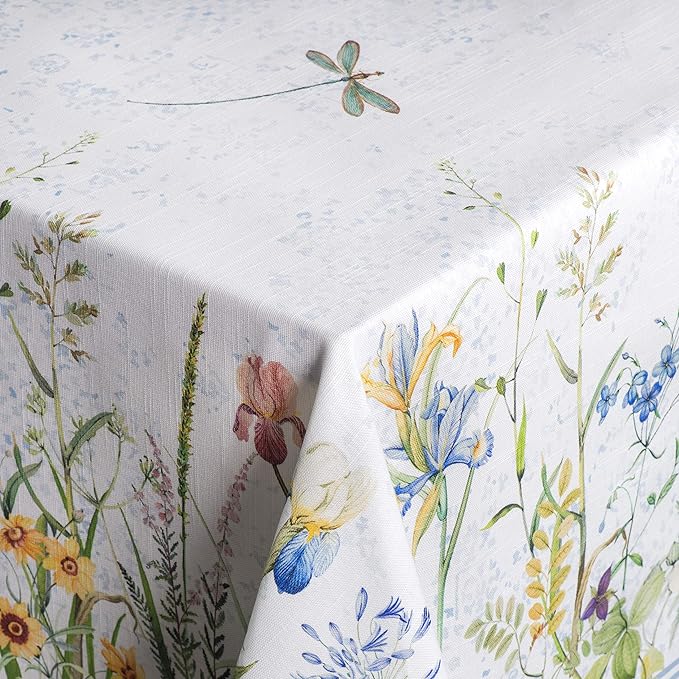 Maison d' Hermine Table Cloth Rectangle Table 100% Cotton 60 x 108 Inches Tablecloth Reusable Decorative for Dining Room Farmhouse Home Valentines Day Decorations Spring Summer - Fleurs De Mai