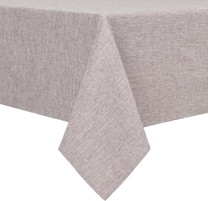 Hiasan Faux Linen Square Tablecloth - Wrinkle and Stain Resistant Washable Table Cloth for Kitchen Dining Room Holiday Table Cover for Party Dinner, Stone, 60 x 60 Inch