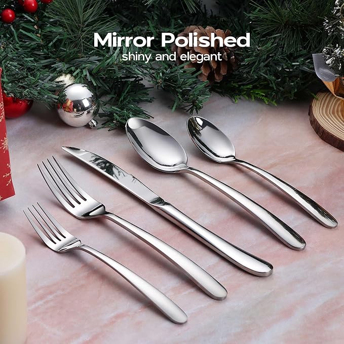 Onader 40 Piece Heavy Duty Silverware, Flatware Set for 8, Stainless Steel Cutlery Set