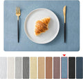 Jovono Faux Leather Placemats Set of 8, Waterproof Washable Table Mats, Easy-Clean Heat Resistant Kitchen Vinyl Place Mat for Dining Table, Restaurant, Indoor, 17.8"x11.8", Light Blue