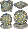Kochorie 100 Pieces Bohemian Style Paper Plates and Napkins Set Vintage Bohemian Decorative Paper Plates (25 x 7 Inch & 25 x 9 Inch) Boho Tableware Set for Daily Use Party Kitchen Wedding Decor