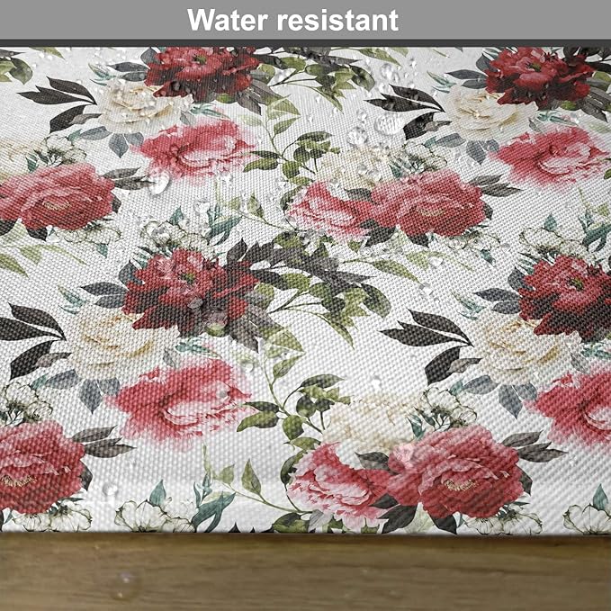 Ambesonne Shabby Flora Place Mats Set of 4, Country Style Floral Flower Roses Watercolor Image Art, Washable Fabric Placemats for Dining Table, Standard Size, Coral Maroon