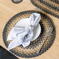 Homespice Kilimanjaro Jute Woven Round Placemats Set of 6, 15", Warm Primitive Decor, Black and Tan Table Mats - Vibrant Colors, Durable, Easy to Clean and Protects Furniture