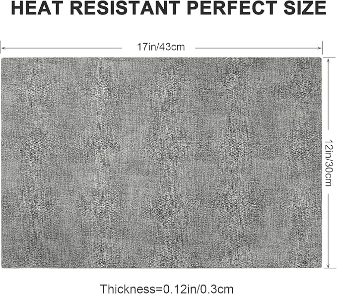 Leather Heat Resistant Placemats Set of 6 Waterproof Wipeable Washable PU Table Mats,Easy to Clean Anti-Slip Place Mats (Light Grey, 6)