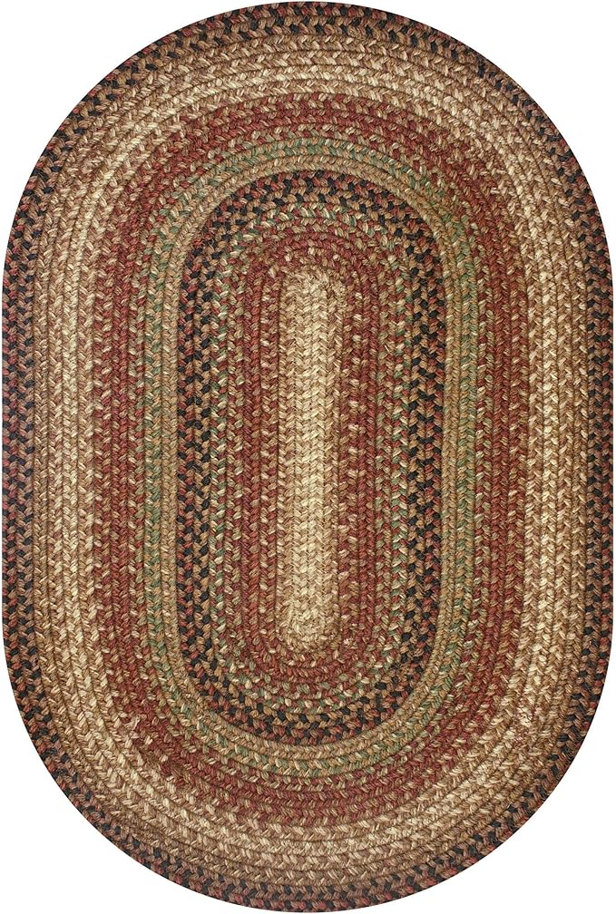 Homespice Gingerbread Jute Braided Oval Placemats, Warm Country Decor, Set of 6, 13x19 Brown Table Mats - Vibrant Colors, Durable, Easy to Clean and Protects Furniture