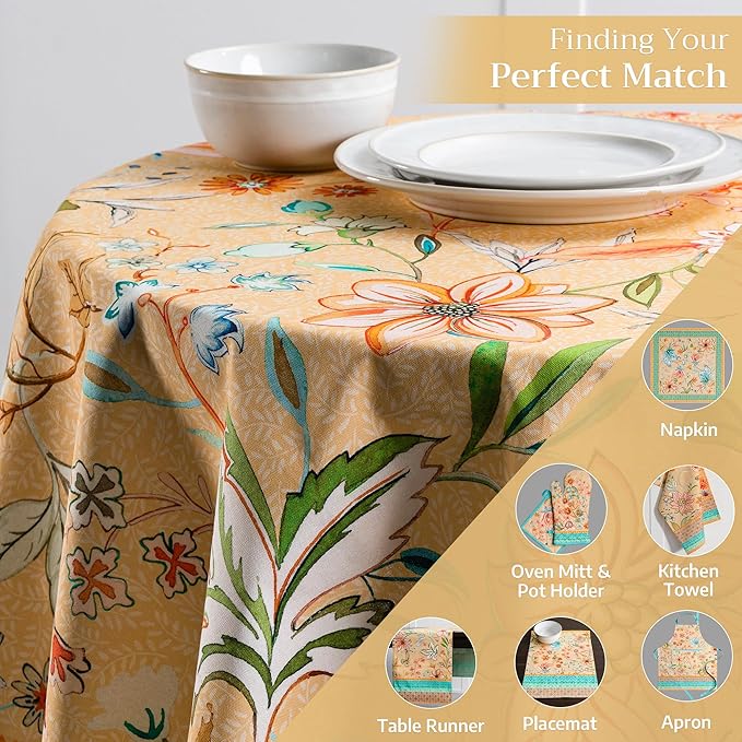 Maison d' Hermine Table Cloth Round Table 100% Cotton 69 Round Inches Tablecloth Reusable Decorative for Dining Room Farmhouse Home Valentines Day Decorations Spring Summer - Luxury Loft - Peach