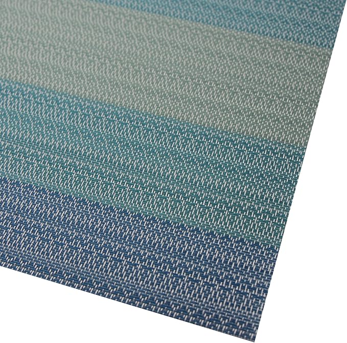 Placemats Washable Easy to Clean PVC Placemat for Kitchen Table Heat-resistand Woven Vinyl Hard Table Mats 12x18 inches Set of 4 （Blue）