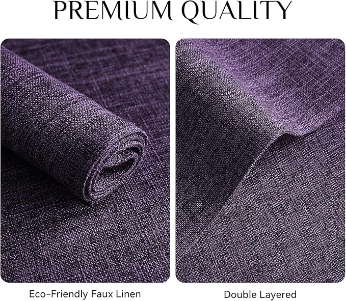 Softalker Faux Linen Placemats Set of 12-12 x 18 Inch, Heat Resistant Double Layered Durable Burlap Farmhouse Place Mats, Non-Slip Washable Rustic Table Mats for Dining, Kitchen, Party（Purple