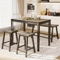 PHI VILLA Kitchen Table with Bench and Chairs, Counter Height Table and Chairs, Solid Wood Small Dining Table Set for 4, High Top Kitchen Table Chairs Set of 4, Smoky Brown