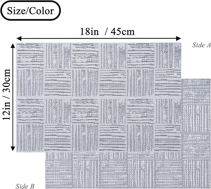 Placemats Set of 4 Plastic Vinyl Place Mats for Dinner Table, No-Slip Wipeable Table Mats Daily Use Patio Kitchen Decoration (18"x12", Grey)