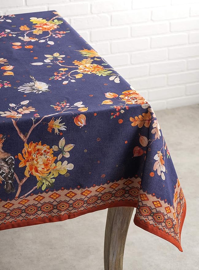 Maison d' Hermine Table Cloth Rectangle Table 100% Cotton 60 x 108 Inches Fall Tablecloth Reusable Everyday Use for Thanksgiving Christmas Decorations Dining Farmhouse Party (Kelim - Infinity)