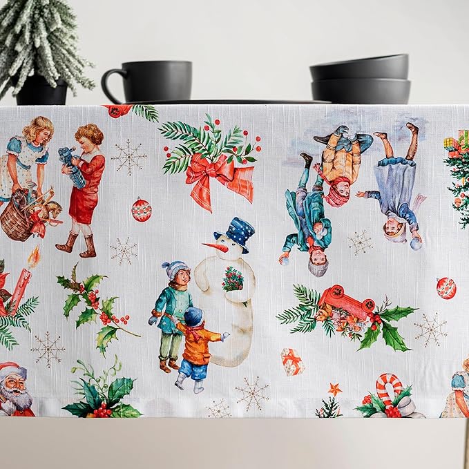 Maison d' Hermine Table Cloth Rectangle Table 100% Cotton 60 x 108 Inches Fall Tablecloth Reusable Everyday Use for Thanksgiving Christmas Decorations Dining Farmhouse Party (Chromo)