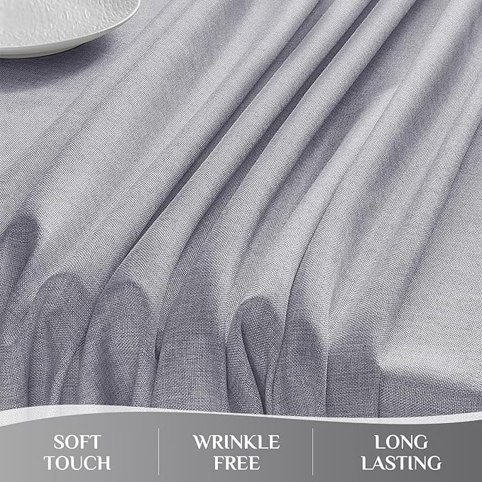 Softalker Tablecloths Rectangular 60x84 inch Linen Textured Table Cloth Outdoor Waterproof, Stain and Wrinkle Resistant, Grey Table Cloths for 6 Foot Rectangle Tables Decor for Party Holiday Birthday