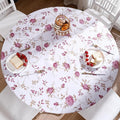 Walrus Round Vinyl Fitted Tablecloth with Flannel Backing Elastic Edge Design Table Cover Waterproof Oil-Proof PVC Table Cloth Stain-Resistant Best for 45"-56" Round