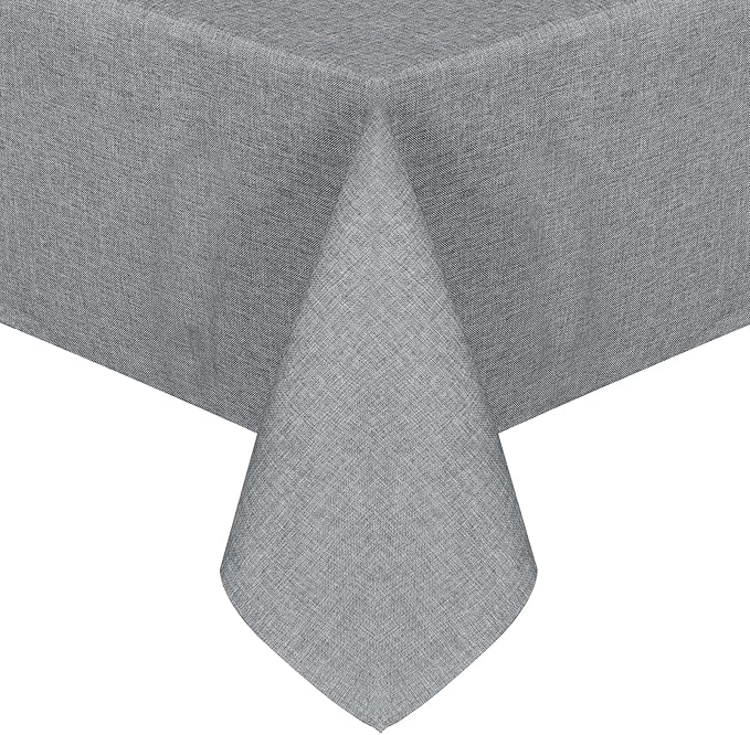 JIUZHEN Faux Linen Farmhouse Tablecloth Rectangular, Wrinkle Stain Resistant Table Cloth Rectangle Table Cover for Kitchen Dining, Holiday Party Dinner, Grey, 60 x 102 Inch