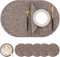 Homaxy Round Faux Leather Placemats and Coasters, Washable Dual-Side Table Mats, Wipeable Heat-Resistant Dining Place Mats for Outdoor and Indoor, Set of 6, Diameter 13 and 3.93 inch, Dark Brown