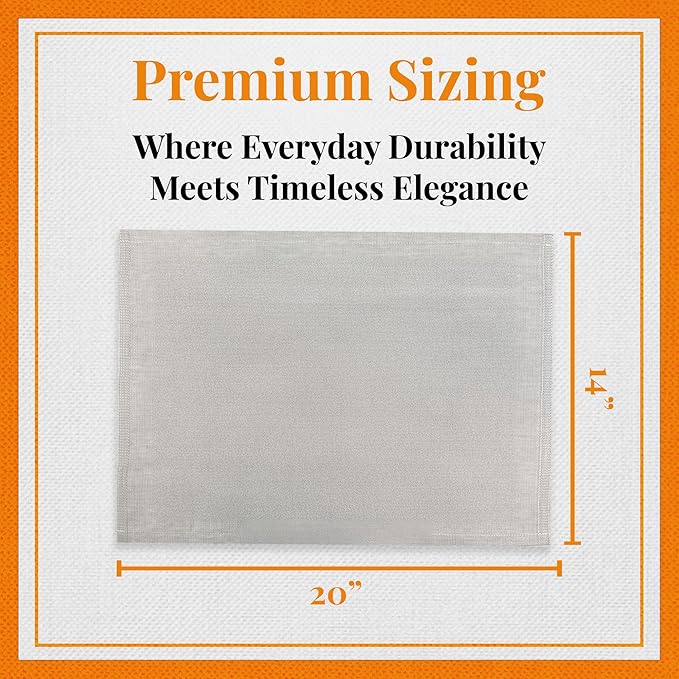 Premium European Cloth Table Linen Placemats - 56% Cotton 44% Linen Fabric, Jacquard Woven Design - for Occasions or Daily Use - Machine Washable - Carlo Lamperti Italy - Natural, 20"x14" (Set of 4)