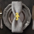Decozen Set of 16 Gold Napkin Rings in Sea Horse Design, Festive, Table Decor Setting for Holiday, Wedding, Birthday, Kitchen, Home Decor, Housewarming Gift - Mothers Day Decorations