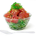 50 Pack 3 oz. Asian-Style Clear Mini Plastic Bowl With Spoons | Appetizer Bowls and Disposable Dessert Bowls | Professional-Grade Recyclable Mini Dessert Cup for Appetizers | CMJJ
