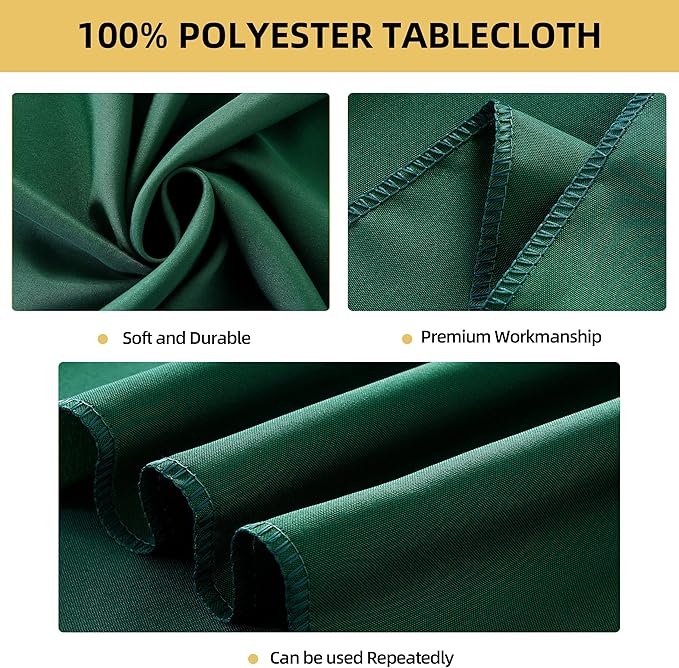 6-Pack Round 90-inch Blackish Green Table Cloths, Solid Stain and Wrinkle Resistant Circular Tablecloth, Premium Plain Weave Polyester Fabric Table Linen Covers for Hotel, Banquet
