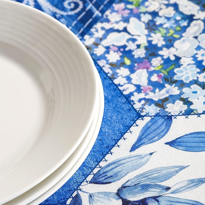 Maison d' Hermine Table Cloth Rectangle Table 100% Cotton 70 x 90 Inches Tablecloth Reusable Decorative for Dining Room Farmhouse Home Valentines Day Decorations Spring Summer - Summer Blues