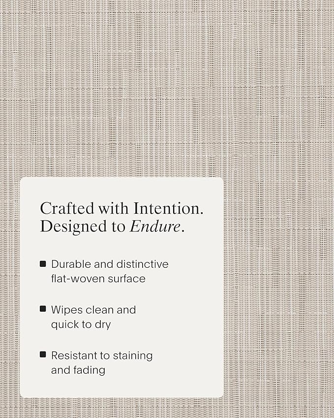 Chilewich Bamboo Placemats Set of 4 - Woven Oval Placemats - Reusable, Stain-Resistant, Indoor/Outdoor Tabletop Protection - 19" x 14" - Chino