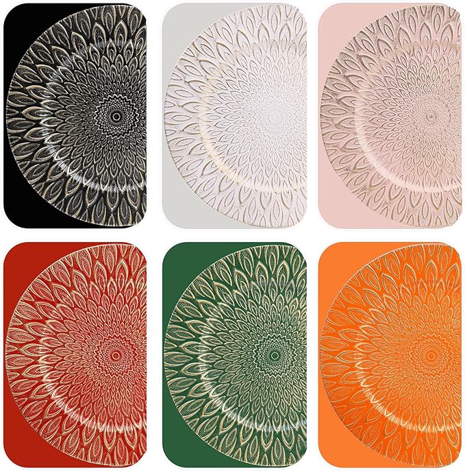 Green Charger Plates, 13 Inch Set of 6 Plastic Peacock Chargers for Dinner Plates,Table Settings, Easter, Thanksgiving, Christmas Party, Family Gathering.