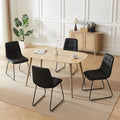 55 Inch Modern Wood Dining Table Set for 4 with Black Leather Chairs - Kitchen & Dining Room Furniture, Gray Table & 4 Seater Chairs Set (55.1")