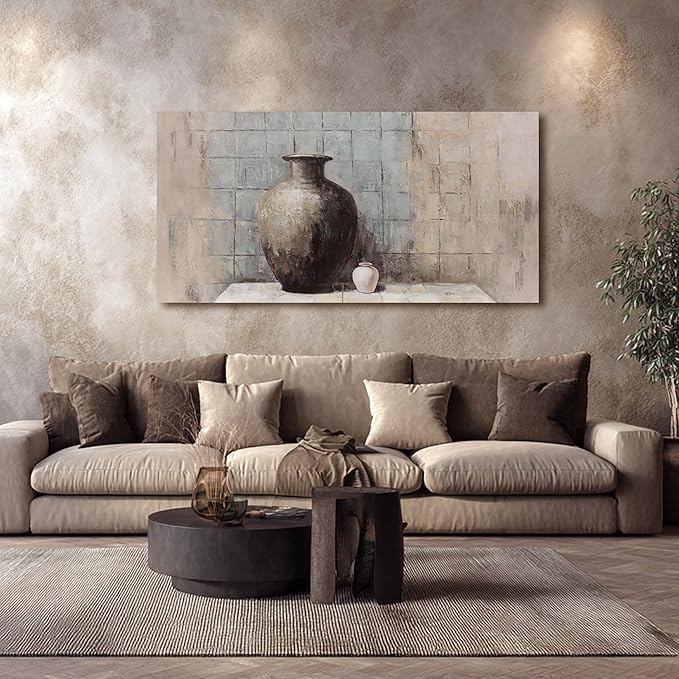 Paintings Home Decor Vintage Wall Decor Wall Decorations Rustic Farmhouse Wall Art Vase Painting Framed Art Abstract Canvas Wall Art for Living Room Bedroom Dining Room Home Office Decor 29"X58"