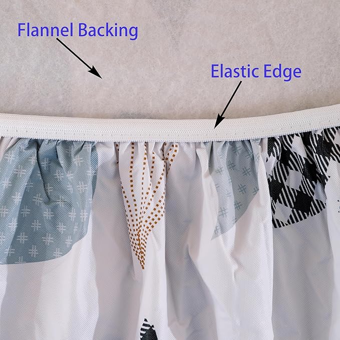 Walrus Round Vinyl Fitted Tablecloth with Flannel Backing Elastic Edge Design Table Cover Waterproof Oil-Proof PVC Table Cloth Stain-Resistant Best for 37"-44" Round