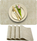More Décor Faux Leather Placemats Set of 4 for Dining Table – Waterproof, Wipeable, Washable, Stain & Heat Resistant, Non-Slip Table Mats – 12 X 17 Inch, Beige