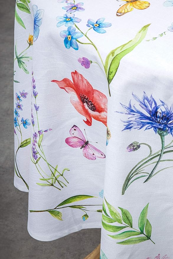 Maison d' Hermine Table Cloth Round Table 100% Cotton 63 Round Inches Tablecloth Reusable Decorative for Dining Room Farmhouse Home Valentines Day Decorations Spring Summer - Just Floral