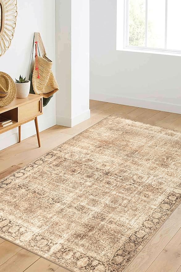 Keen Home Design 8x10 Rug - Machine Washable Area Rug with Non-Slip Backing, Ideal for Living Room, Dining Room, Bedroom - Vintage, Easy Clean, Durable, Low Pile - (8' x 10')