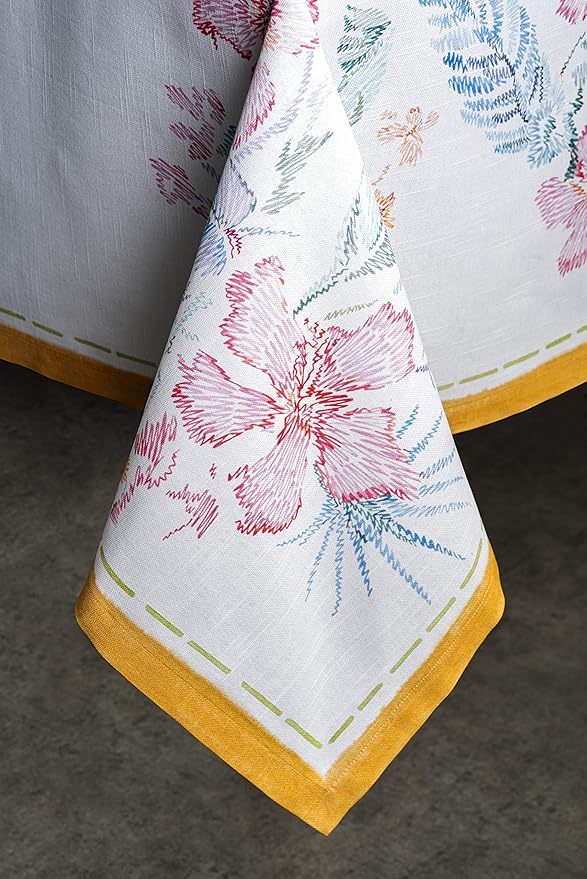 Maison d' Hermine Table Cloth Rectangle Table 100% Cotton 70 x 108 Inches Tablecloth Reusable Decorative for Dining Room Farmhouse Home Valentines Day Decorations Spring Summer - Paradise Island