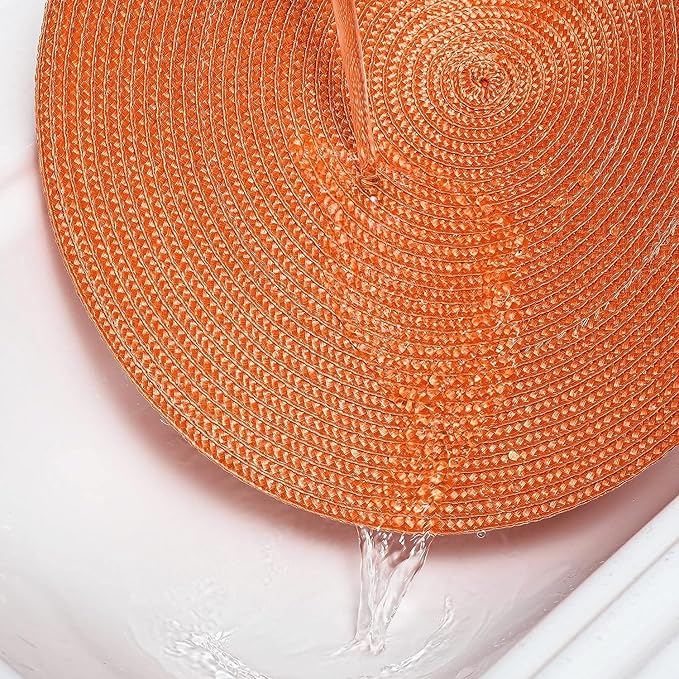 AHHFSMEI Round Braided Placemats 15 Inch Round Table Mats for Dining Tables Natural Woven Heat Resistant Place mats Set of 8 (Orange,8)