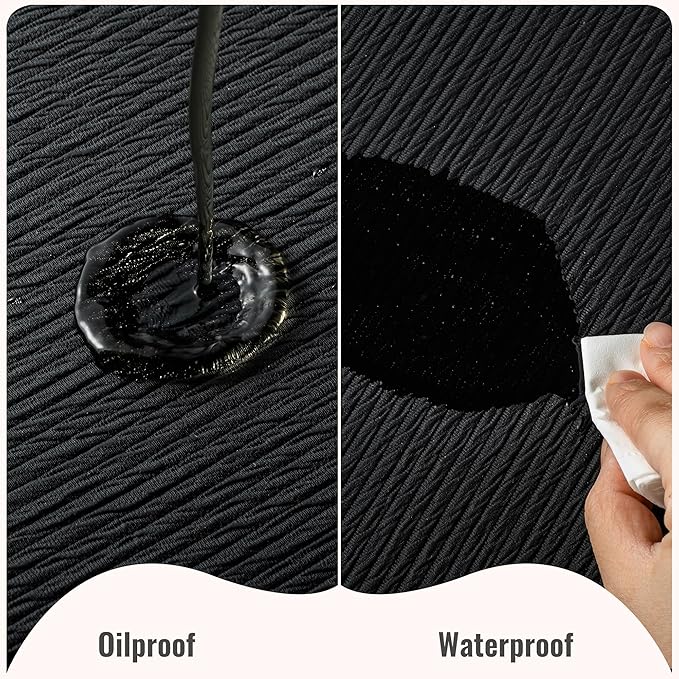 Jovono Faux Leather Placemats Set of 6, Waterproof Washable Table Mats, Easy-Clean Heat Resistant Kitchen Vinyl Place Mat for Dining Table, Restaurant, Indoor, 17.8"x11.8", Black