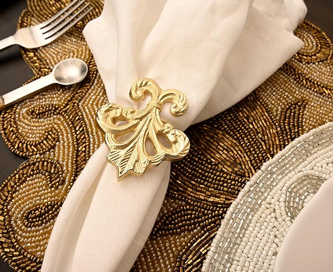 ALPHA Living HOME Napkin Rings Set of 12 - Napkins Ring for Dinning Table Rustic Dinner Tables Decoration for Wedding Receptions Christmas Thanksgiving Holiday Party Dinner Parties (Gold)