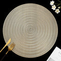 FAVE 6PCS Gold Vinyl Round Placemats, Wheat Sheaf Design 15 Inch Placemats Set of 6 Washable for Dining, Events, Banquet, Home & Daily Use (Gold Wheat,6pcs)