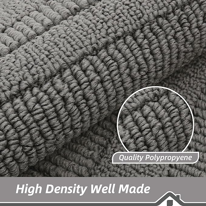 BEQHAUSE 24x40 Inch Kitchen Rug Mat Durable Kitchen Rugs Non-Slip Washable Absorbent Kitchen Mats for Floor Dirt-Resistant Semicircular Kitchen Mat (Grey)