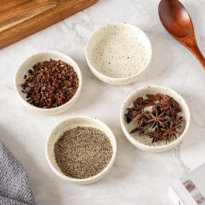 Dipping Bowls Set of 4, 2462°F High-Fired Ceramic Small Bowls for Dips, Olive Oil & Sauce, Elevates Table Setting, Idea for BBQ, Afternoon Tea, Entertaining, Housewarming & Holiday Gifts