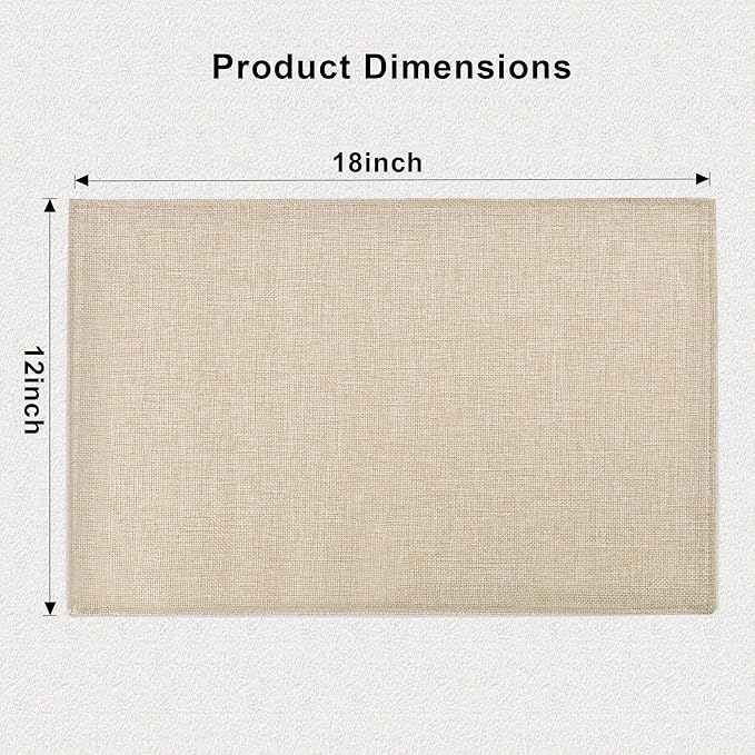 SLKQG Beige Linen Placemats Set of 8, Heat Resistant & Machine Washable Double-Layered Cloth Placemats for Dining Table, Indoor/Outdoor Use, Wrinkle-Free and Non-Slip Kitchen Table Mats (8, Beige)